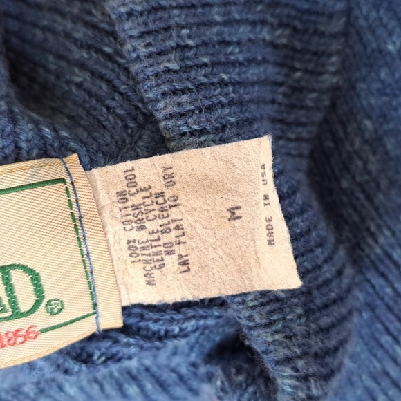 Vintage RedHead Blue 100% Cotton Knit Henley Sweater Made in USA Outdoor Classic - Picture 3 of 10